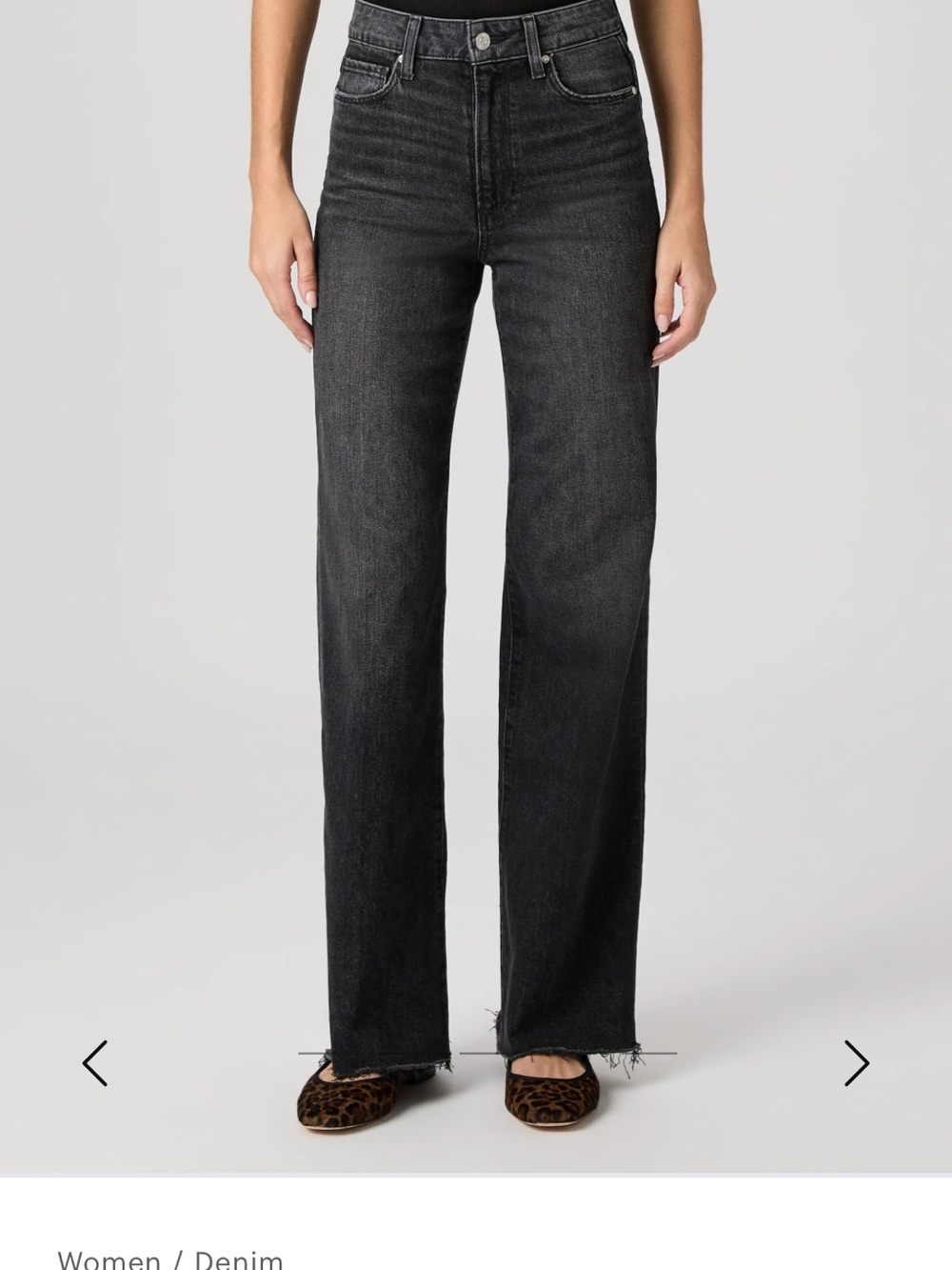 Paige Anessa 31”High-Rise wide Leg Women’s Jeans in Viper Black Distressed color